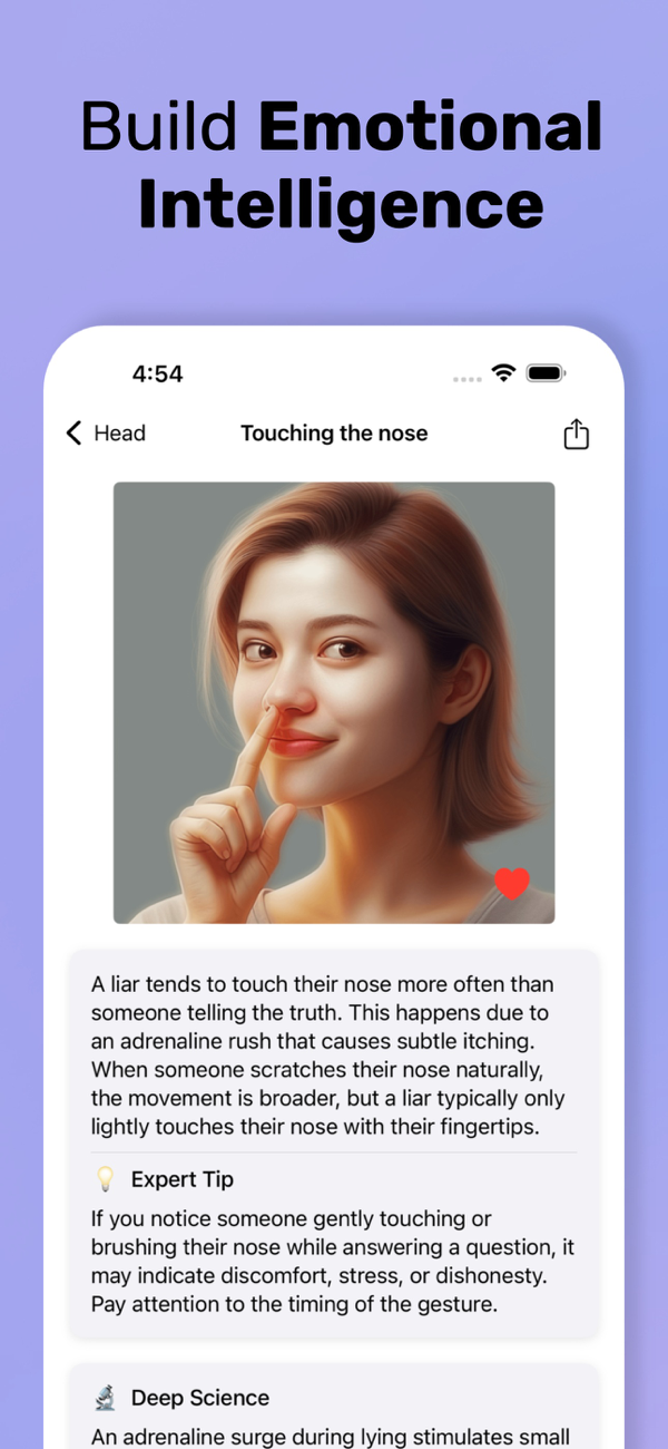 Build emotional intelligence — body language lesson on touching the nose as a sign of lying
