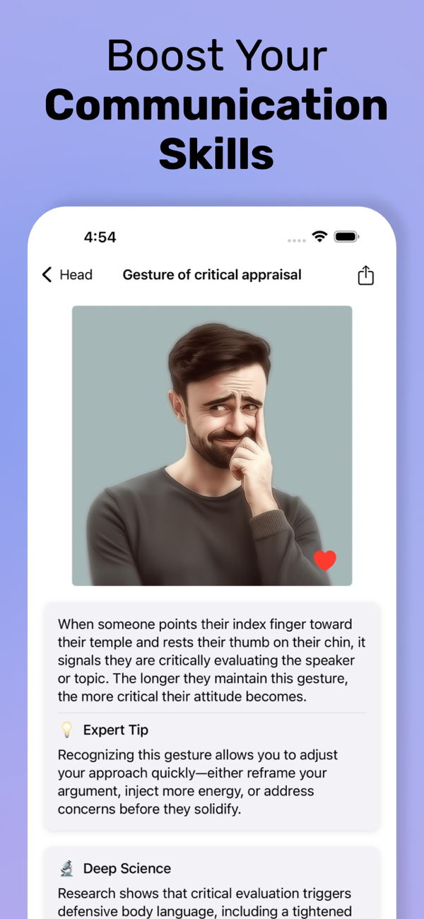Boost communication skills — lesson on the gesture of critical appraisal with expert tip and deep science